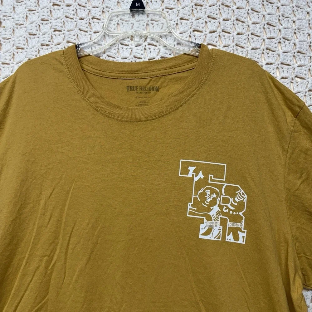 True Religion T Shirt Mens XL Yellow Short Slv Crew Neck The Original Buddha